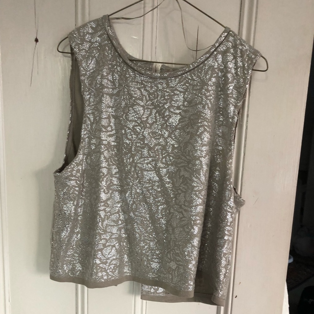 Free People dress top silver and tan, M, NWT